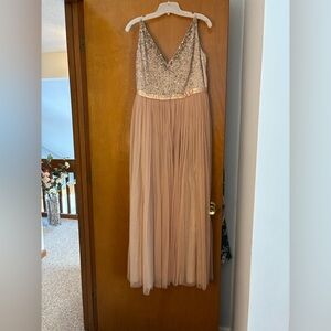BHLDN size 18 formal gown in blush. Altered to 5’3” height.